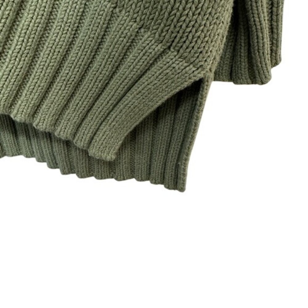Loft Womens Sage Green Button Front Cardigan Sweater Size L 100% Cotton Knit - Picture 6 of 7